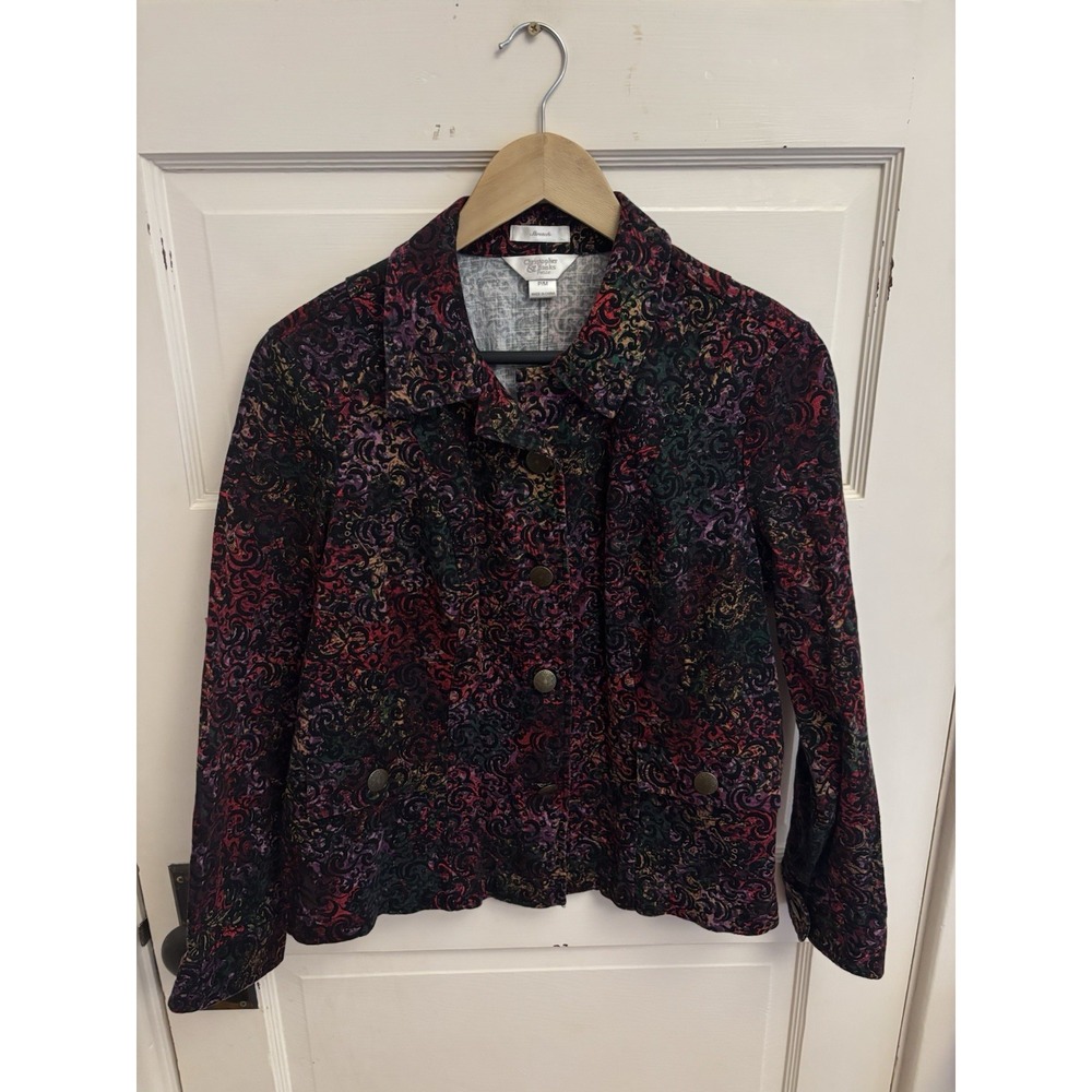 Christopher & Banks Women's Pink Patterned Jacket Blazer Stretch Pockets Size PM